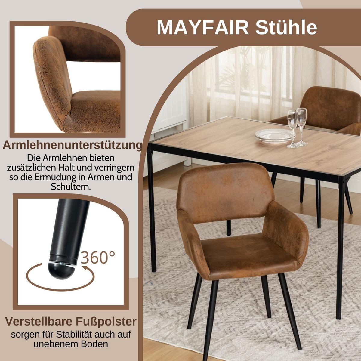 ARMLEHNSTUHL-SET 4 Stück Braun und Beige - Beige/Braun, Holzwerkstoff/Textil (56/77/53cm) - Urban Meuble