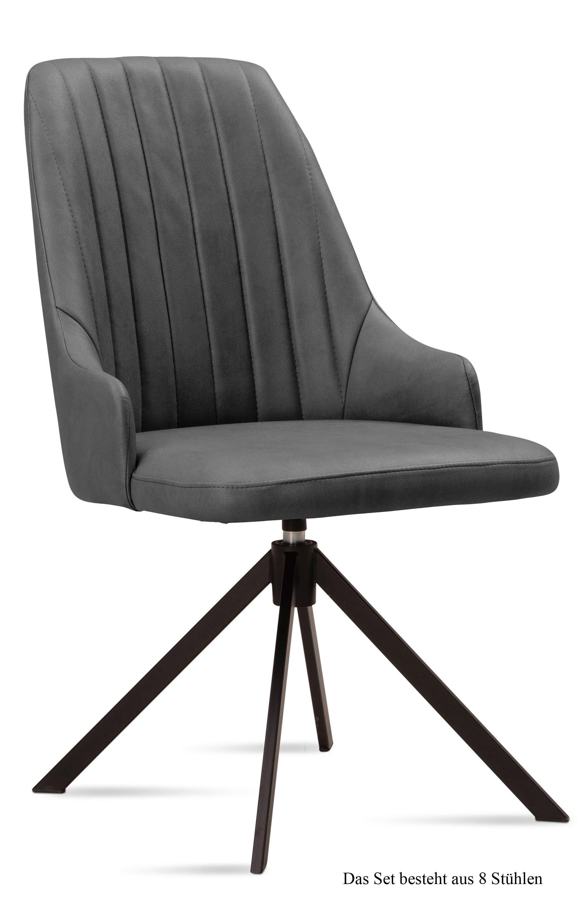 ESSZIMMERSTUHL drehbar (8er-Set) Denise 52x91x60 Schwarz/Grau - Schwarz/Grau, Kunststoff (60/91/52cm) - 58aufmkessel