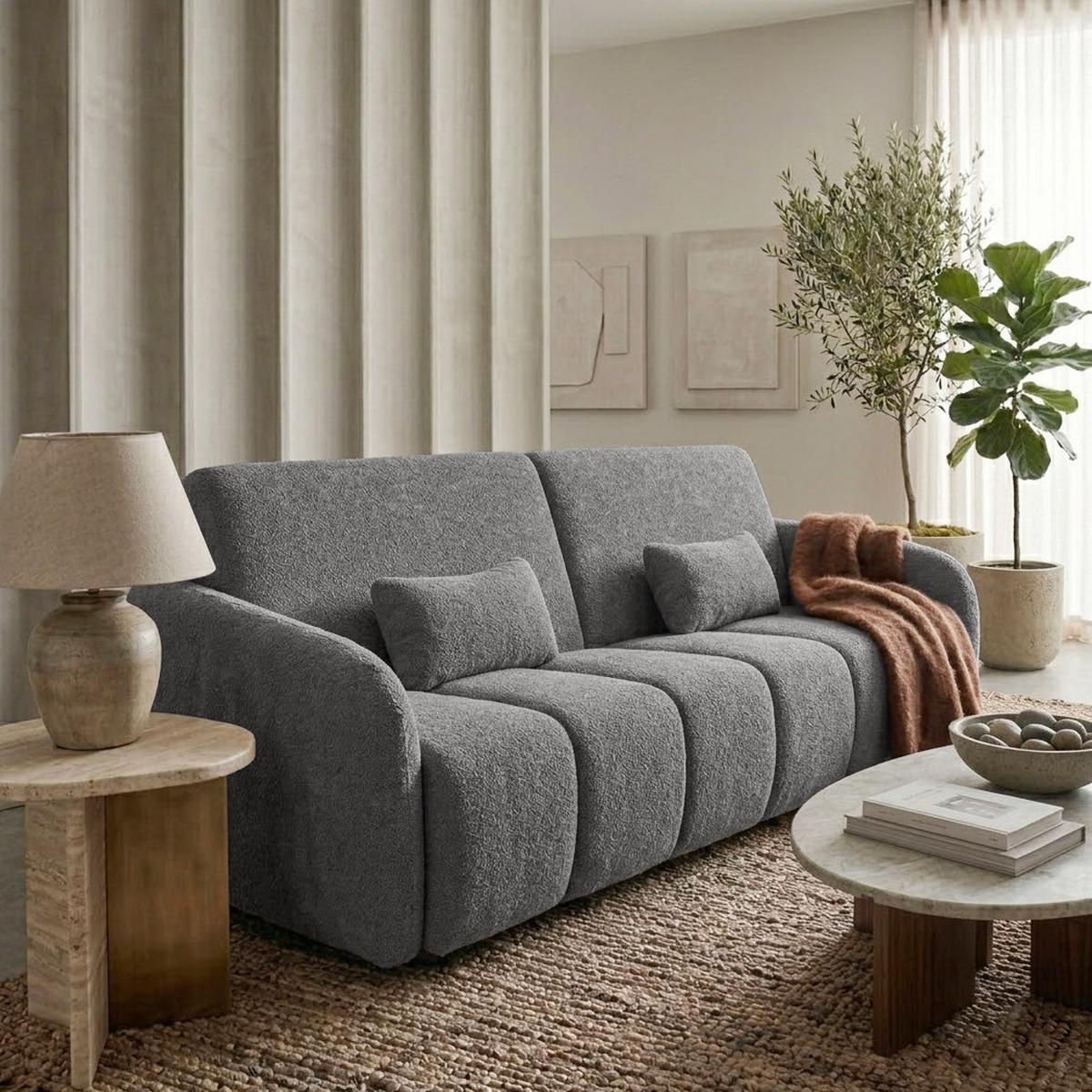 SCHLAFSOFA Carla 3-Sitzer mit Schlaffunktion, Grau - Grau, Textil (225/93/100cm) - Beautysofa