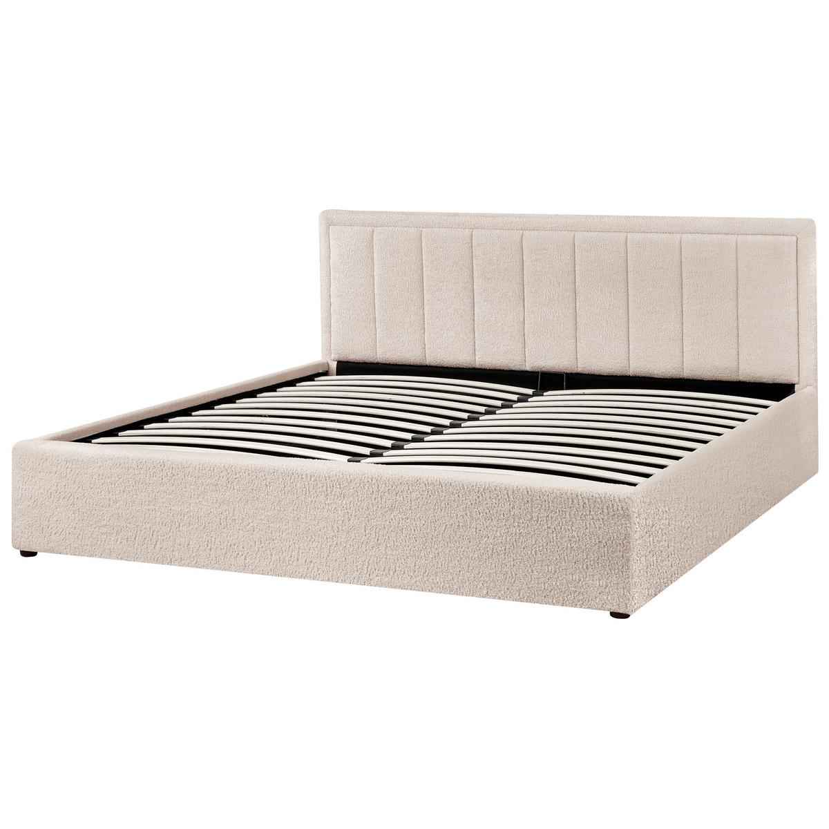 BETT mit Stauraum 180/200 cm Bouclé Beige Montlaur - Beige, Textil (180/200cm) - Beliani