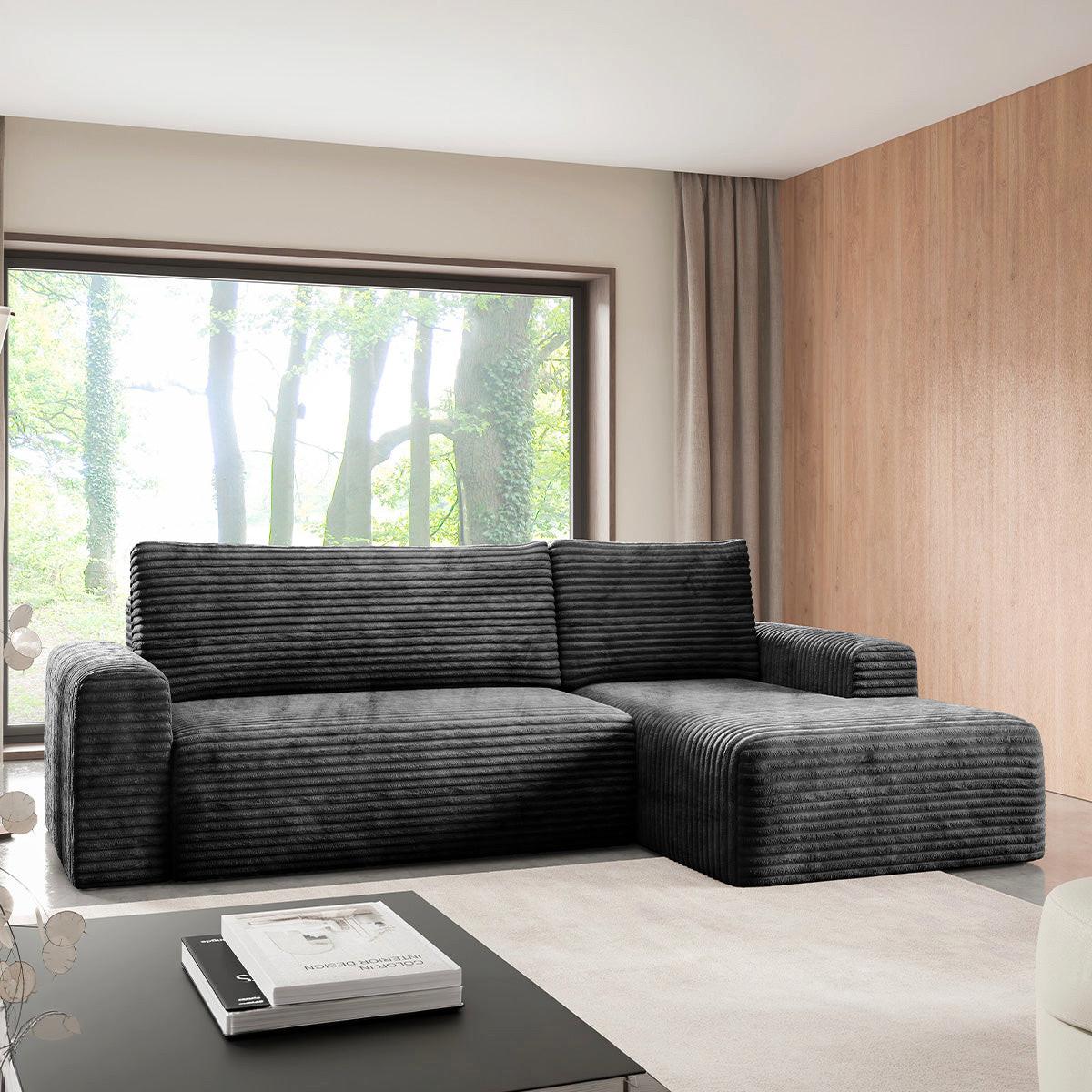 ECKSOFA Romeo 3 Sitzplätze Schwarz - Schwarz, Holz (268/163cm) - Petits-meubles