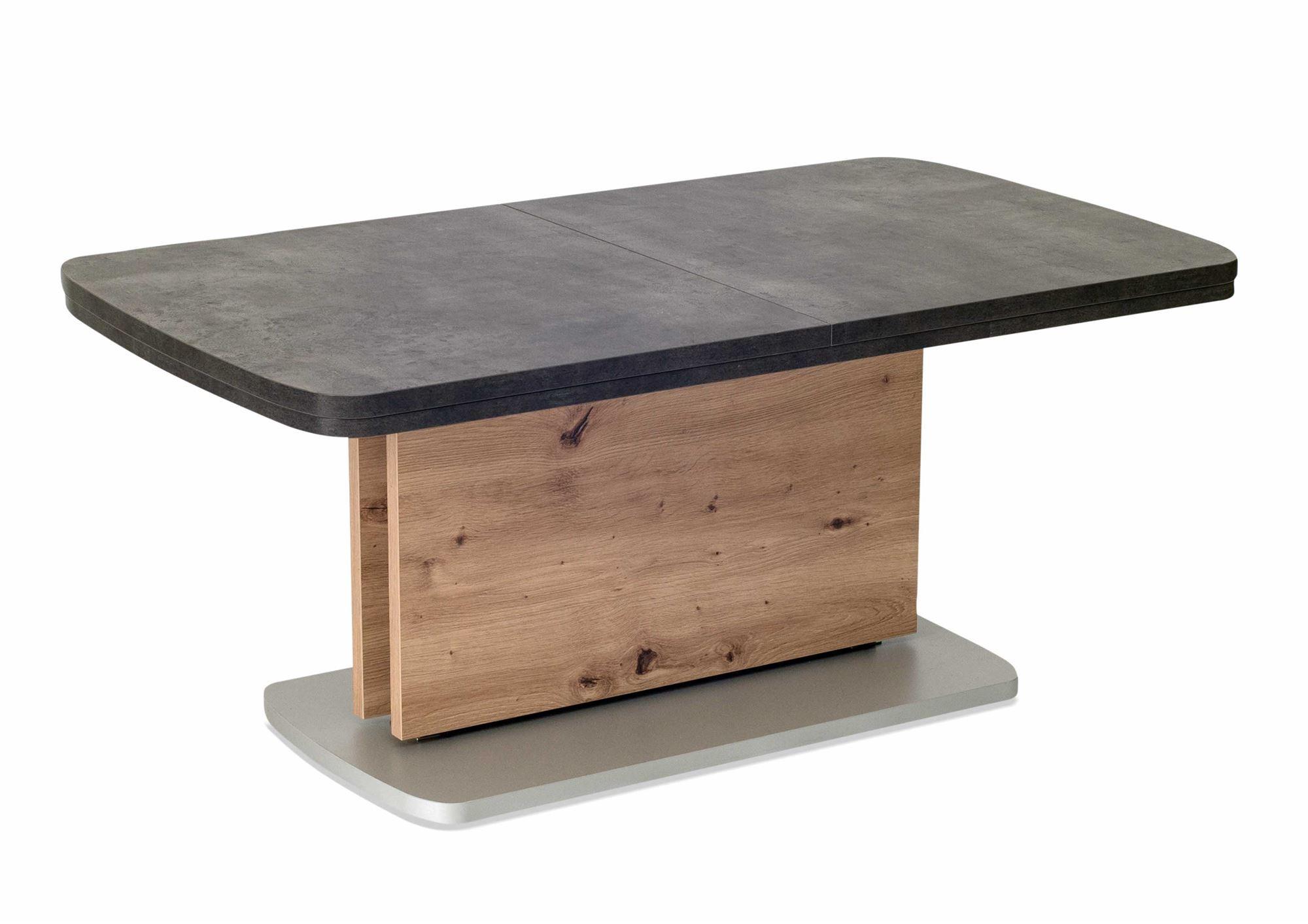 FUNKTIONSTISCH ausziehbar Catharina 110(145+180) x 63 x 53-72 Wohnzimmertisch Beton/Wildeiche - Multicolor, Holz (110/63/53cm) - 58aufmkessel