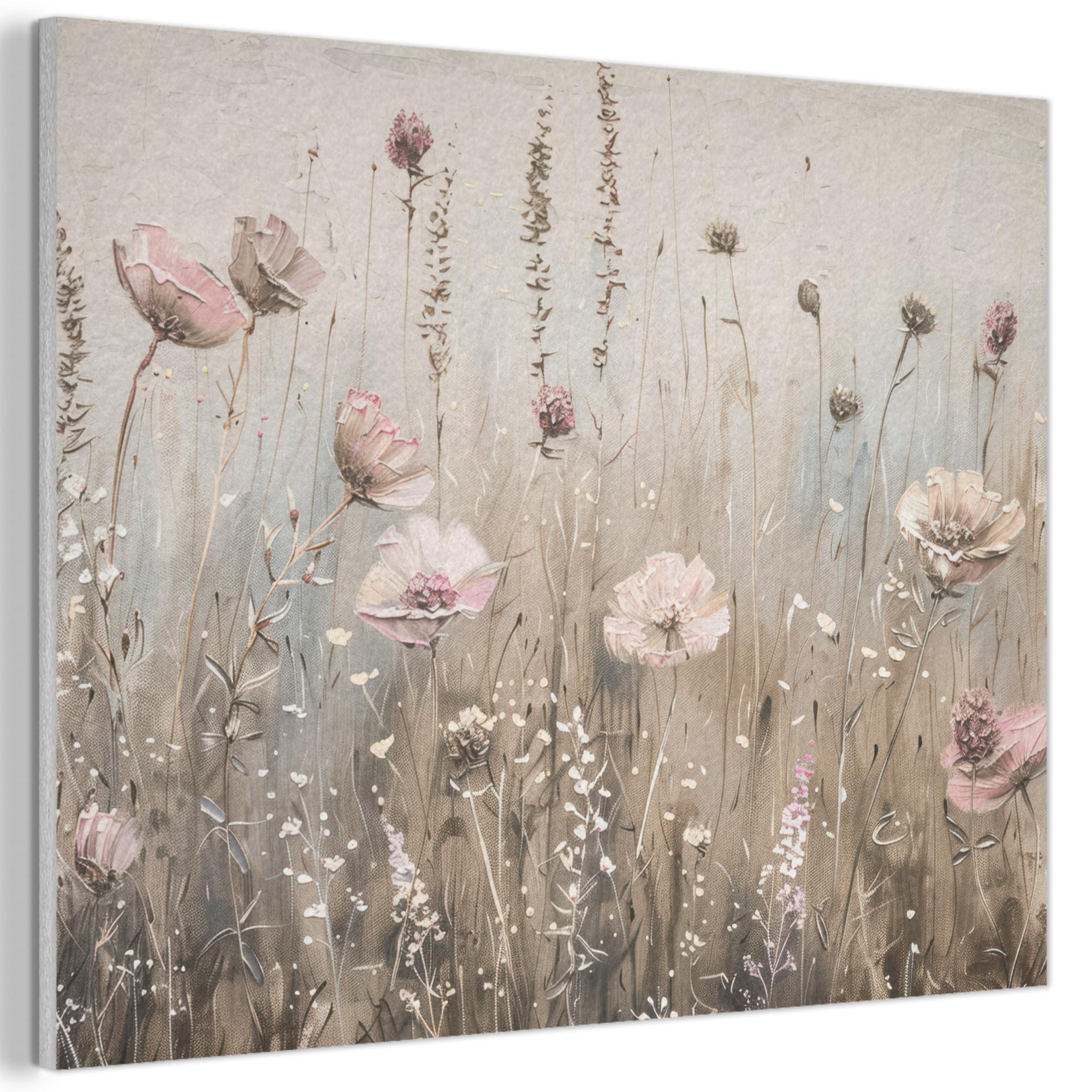AKUSTIKBILD Blumen - Rosa - Modern - Beige Wanddeko 70x50 cm - Beige, Kunststoff (70/50/0.9cm) - MuchoWow