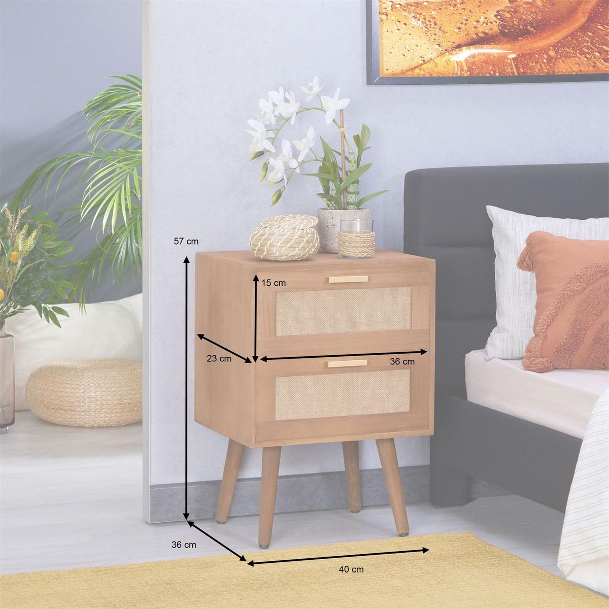 NACHTTISCH WAMAN - Braun, Holz (40/57/36cm) - CARO-Möbel