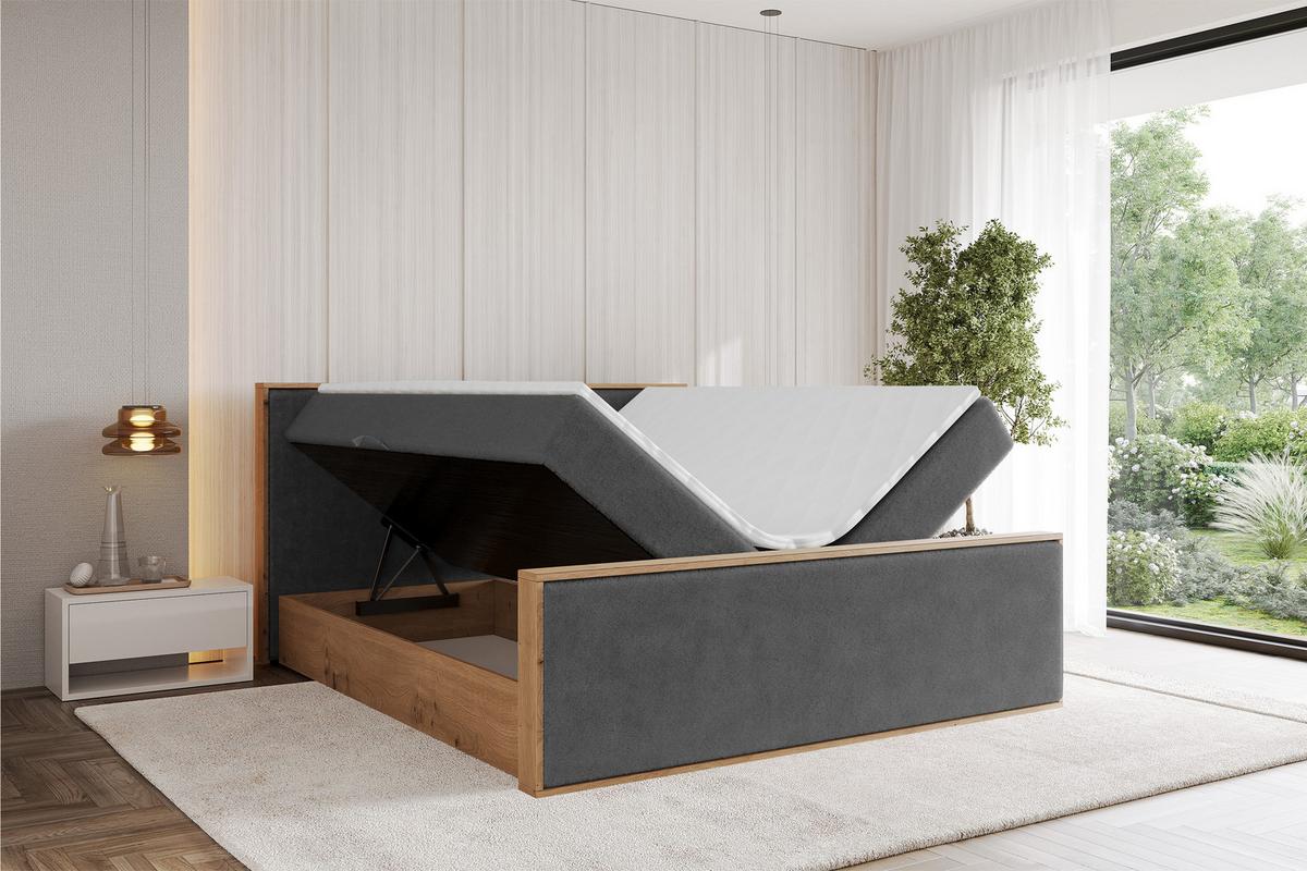 BOXBETT LOLLI9 -Z 120x200 - H3 Dunkelgrau - Graphitfarben, Holzwerkstoff (120/200cm) - ALTDECOR