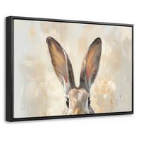 LEINWAND Bilder mit Rahmen - Hase - Ohren - Braun - 60x40 - Beige, Textil (60/40cm) - MuchoWow