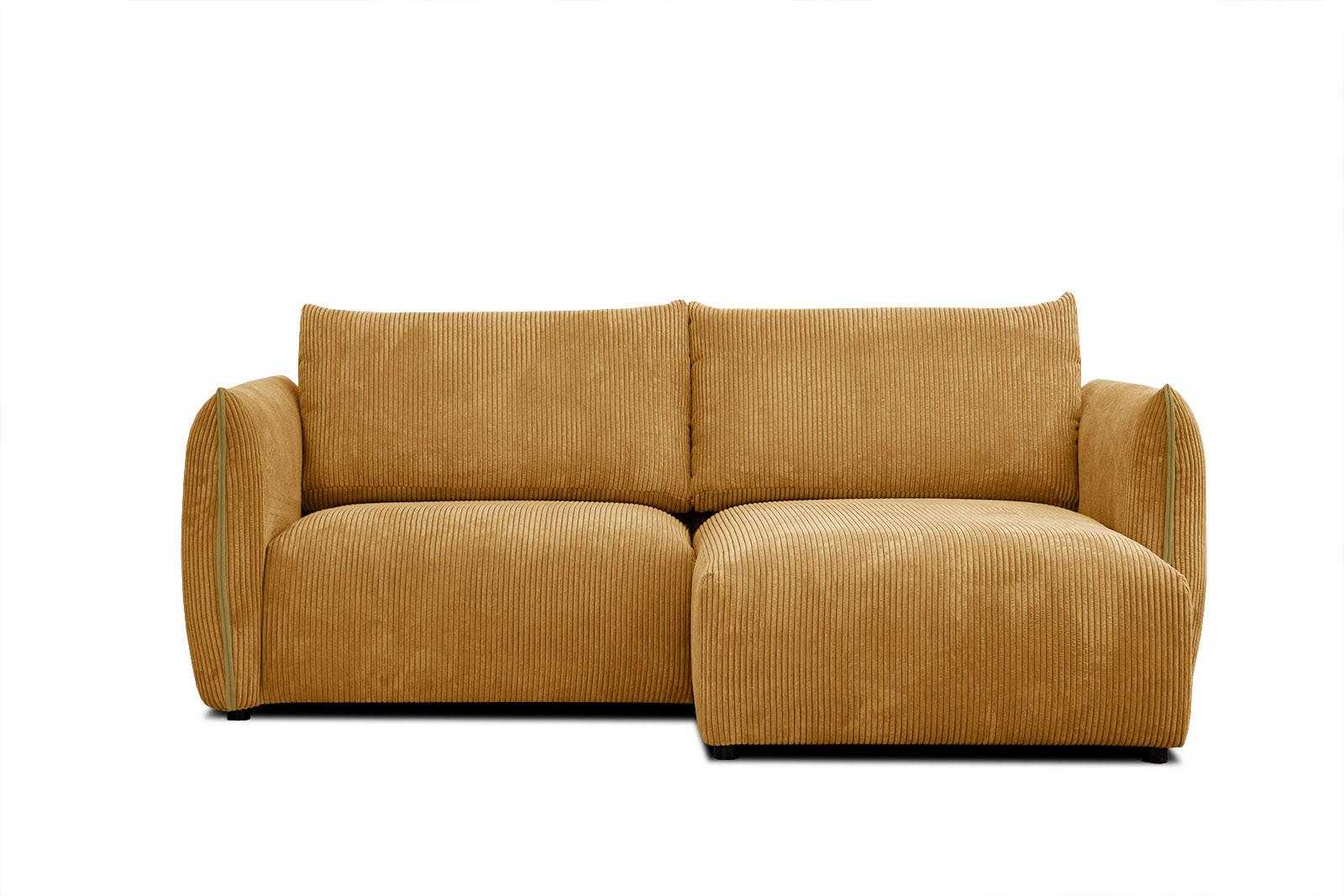 ECKSOFA TAUER 3-Sitzer, honig - Schwarz/Honig, Holzwerkstoff/Kunststoff (206/173cm) - Wozimo
