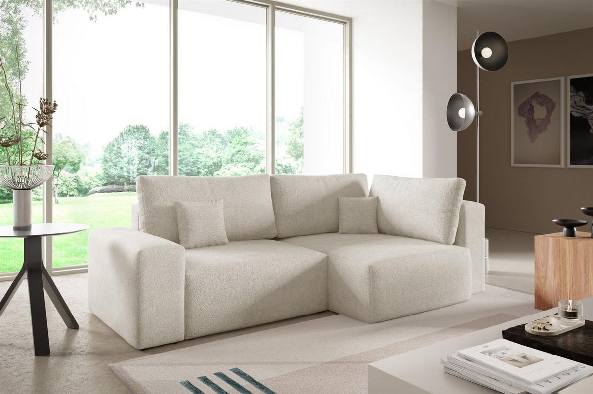 ECKSOFA Arona Mit Schlaffunktion - Creme, Holzwerkstoff/Textil (253/148cm) - Fun Möbel