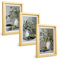 BILDER SET 3er Set - 20x30 cm Goldrahmen - Oliven in grauen Vasen - Goldfarben, Kunststoff (20/30cm) - TULUP