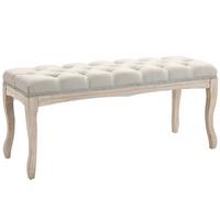 POLSTERBANK Sitzbank Truhenbank Schuhbank Vintage Gummiholz Leinen Beige - Beige, Kunststoff (40/48/110cm) - HOMCOM
