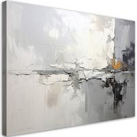 BILD auf Leinwand, Grau beige Abstrakt - Grau, Textil (100/70cm) - Feeby