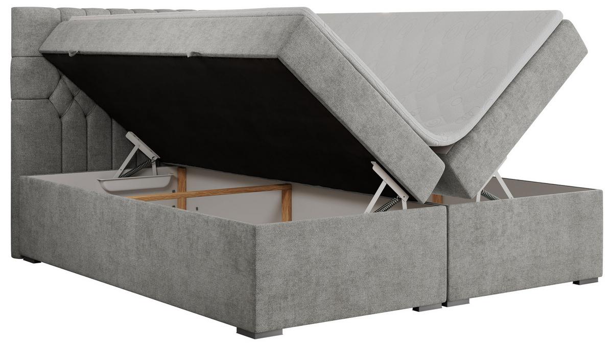 BOXBETT PERA 120/200 Hellgrau Struktur - H4 - Hellgrau, Holz/Textil (120/200cm) - MKS