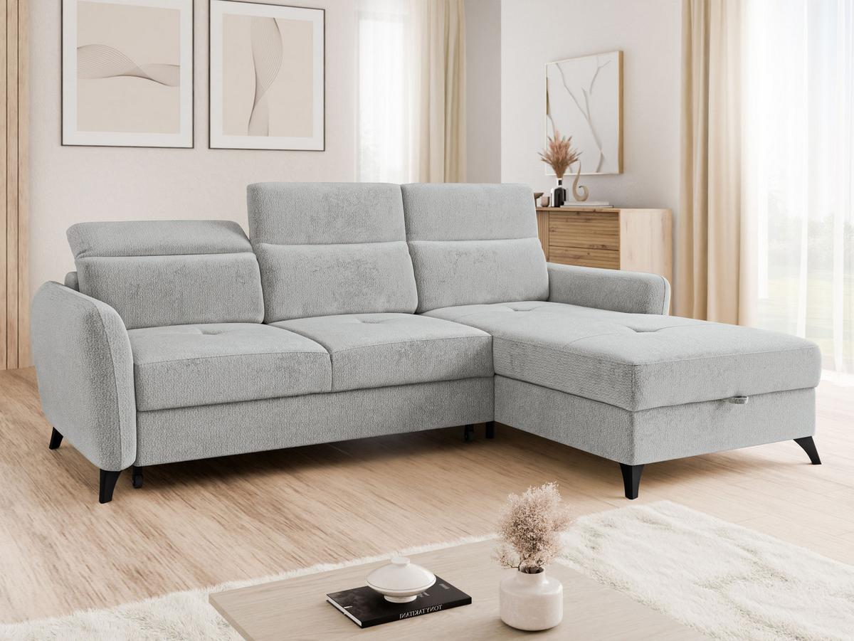 ECKSOFA Talia, Seite: Rechts 2R-LC - Hellgrau/Schwarz, Holz/Kunststoff (238/167cm) - MIRJAN24