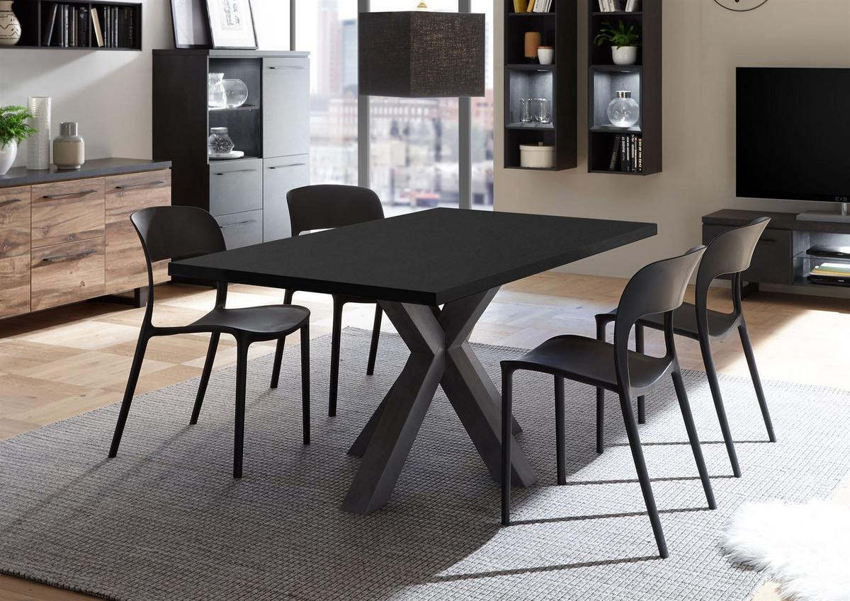 ESSZIMMERTISCH Elda 2 180 x 90 x 75 Esstisch Schwarzstahl - Schwarz, Holz (180/90/75cm) - 58aufmkessel