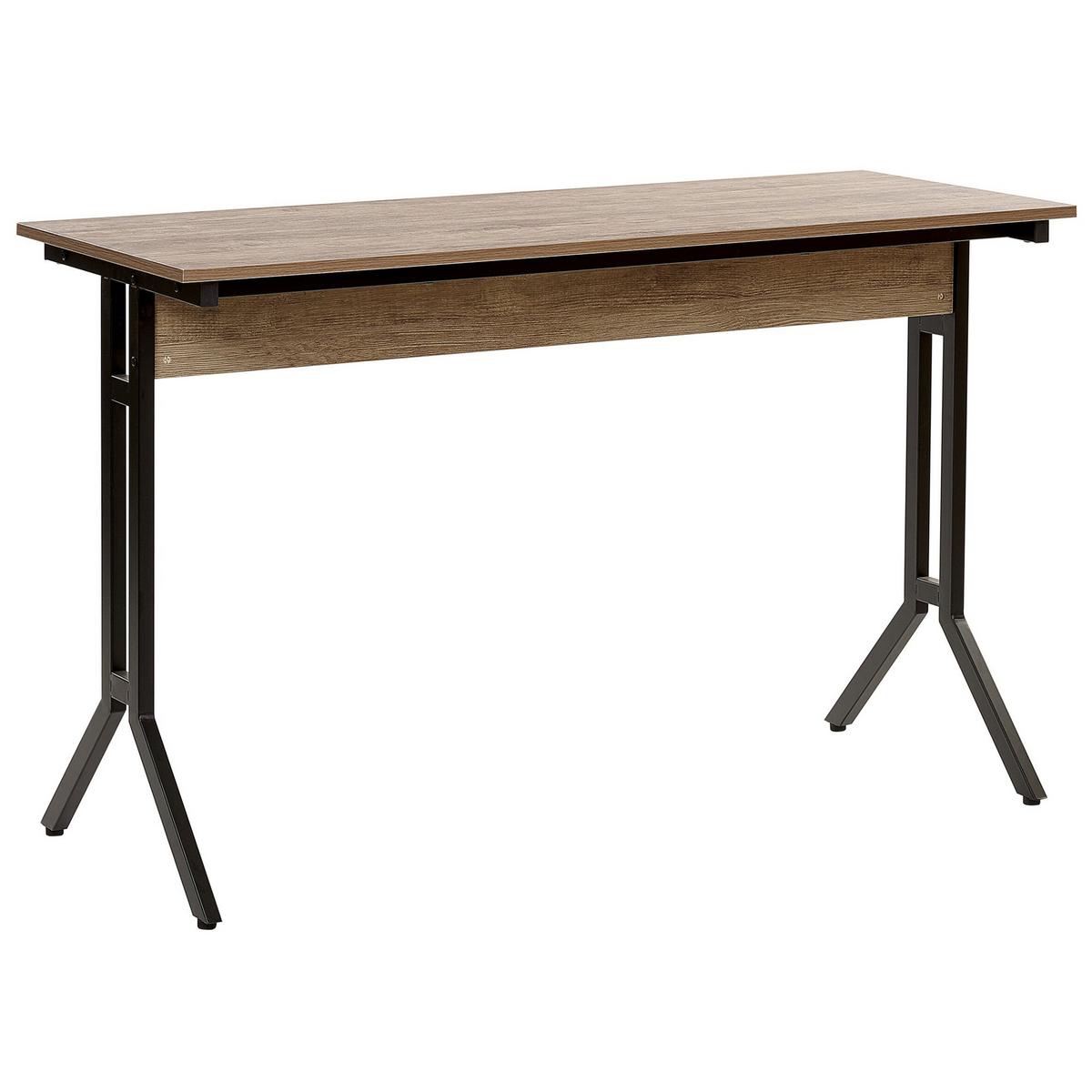 SCHREIBTISCH dunkler Holzfarbton 120/48/76 cm Creek - Dunkelgrau, Holzwerkstoff (48/120/76cm) - Beliani