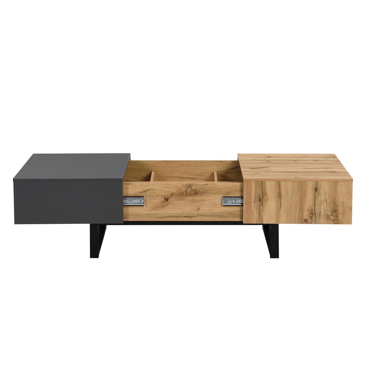 COUCHTISCH ausziehbar in Holz & Anthrazit - Dunkelbraun, Holzwerkstoff (55/100/40cm) - Urban Meuble