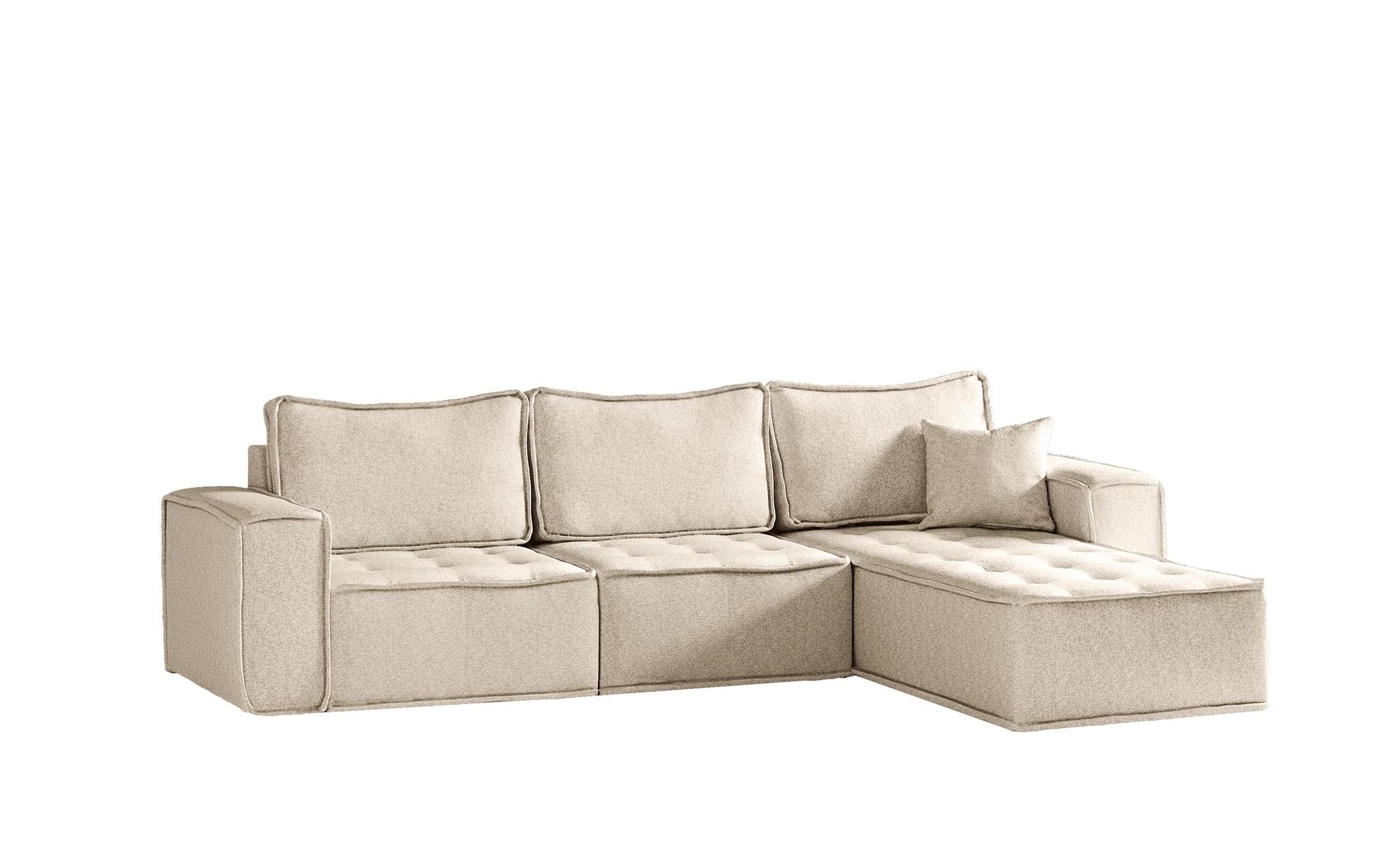 ECKSOFA Sande In Raven - Creme, Holzwerkstoff/Textil (292/192cm) - Fun Möbel