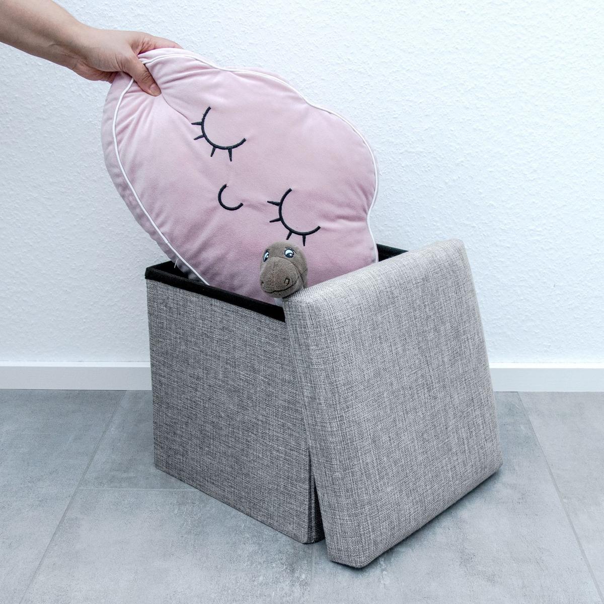 SITZHOCKER Faltbar 30/30/30 cm (Grau) - Grau, Textil (30/30/30cm) - Intirilife