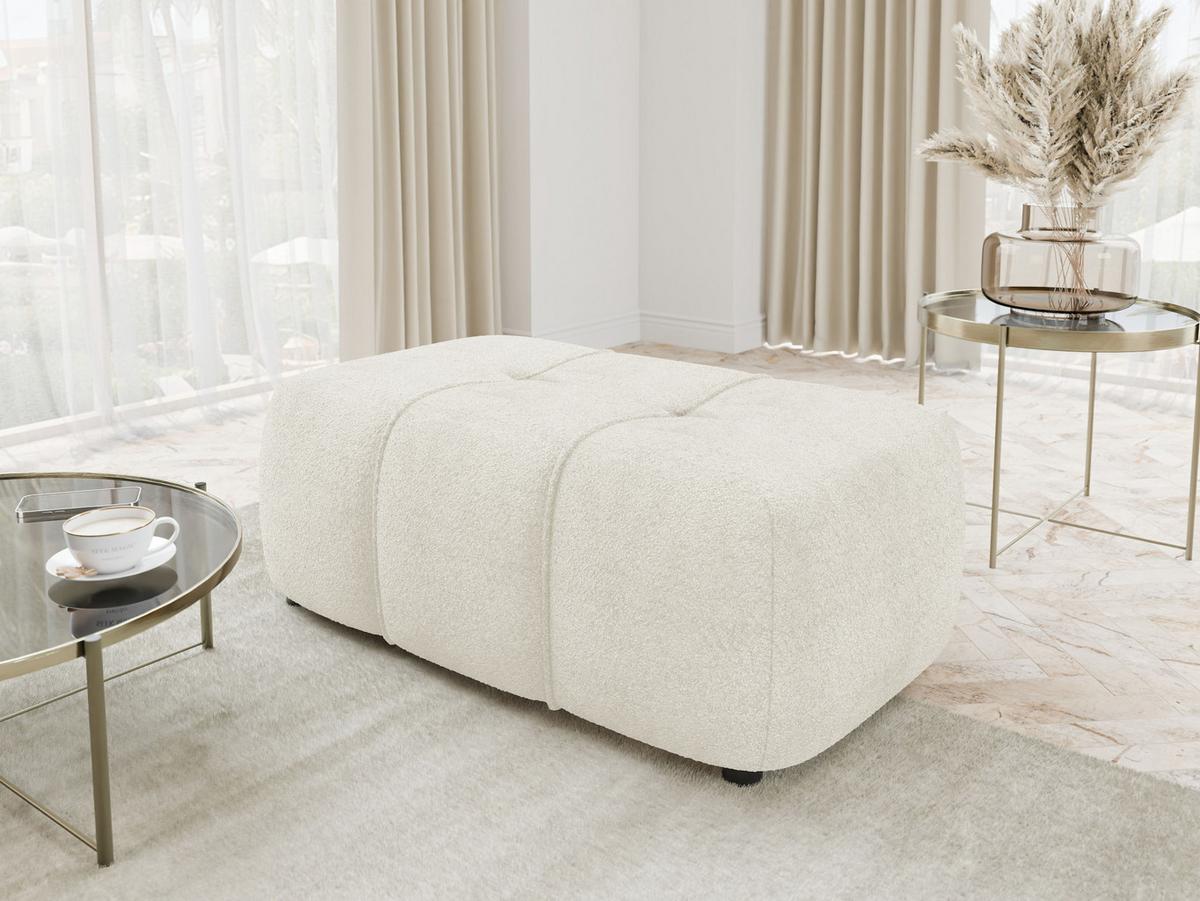 POLSTERHOCKER Furyn Boucle - Creme/Schwarz, Holzwerkstoff/Kunststoff (93/38/62cm) - MIRJAN24
