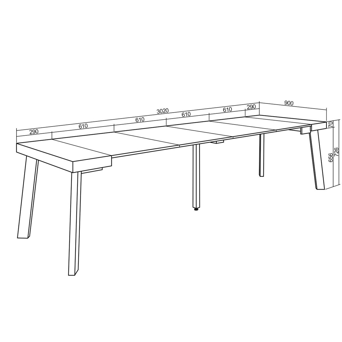 ESSTISCH ausziehbar 58 bis 302cm, für 14 Gäste, eiche, 58/90/73cm - Eichefarben, Holzwerkstoff (90/302/73cm) - Skraut Home