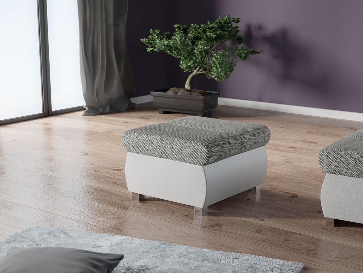 POLSTERHOCKER Bangkok Klein - Silberfarben/Weiß, Holz/Kunststoff (60/39/60cm) - MIRJAN24
