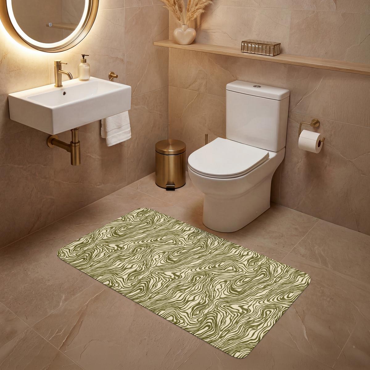 WC-VORLEGER Abstrakt - Marmor - Grün WC Teppich 120x60 cm - Dunkelgrün, Textil (120/1cm) - OnlyWow