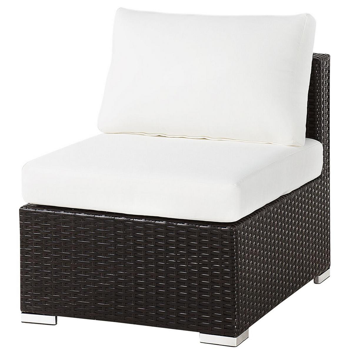LOUNGE-SET 8-Sitzer braun linksseitig modular Auflagen beige XXL - Beige/Dunkelbraun, Kunststoff - Beliani