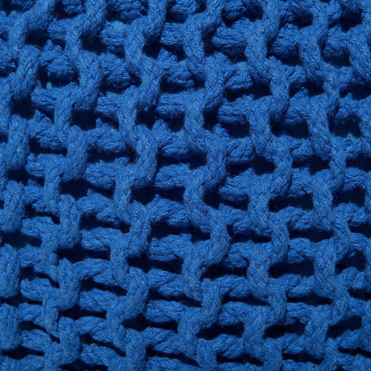 POUF Conrad 50/50/35 cm - Blau, Naturmaterialien/Textil (50/35/50cm) - Beliani