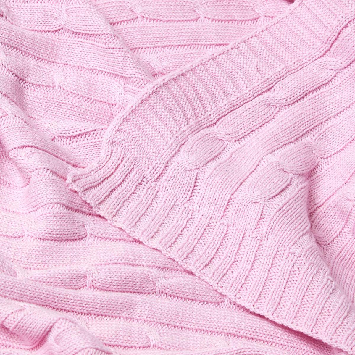 STRICKDECKE 130/170 cm, Baumwolle mit Zopfmuster - Rosa, Textil (130/170cm) - Homescapes