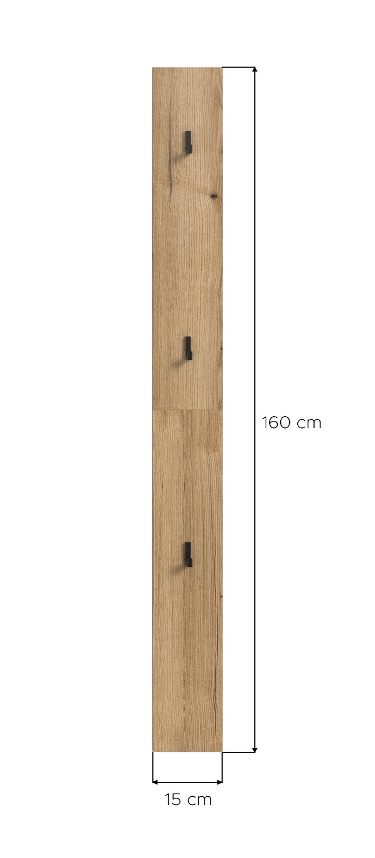 GARDEROBENPANEEL Evoke Eiche, Wandgarderobe 15 x 160 cm - Eichefarben, Holzwerkstoff/Metall (15/160/4cm) - Inn.Furn