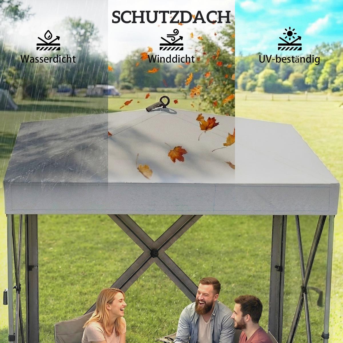 POP-UP-PAVILLON aus Oxfordstoff & Fiberglas Dunkelgrau - Dunkelgrau, Textil (185/205/185cm) - Outsunny