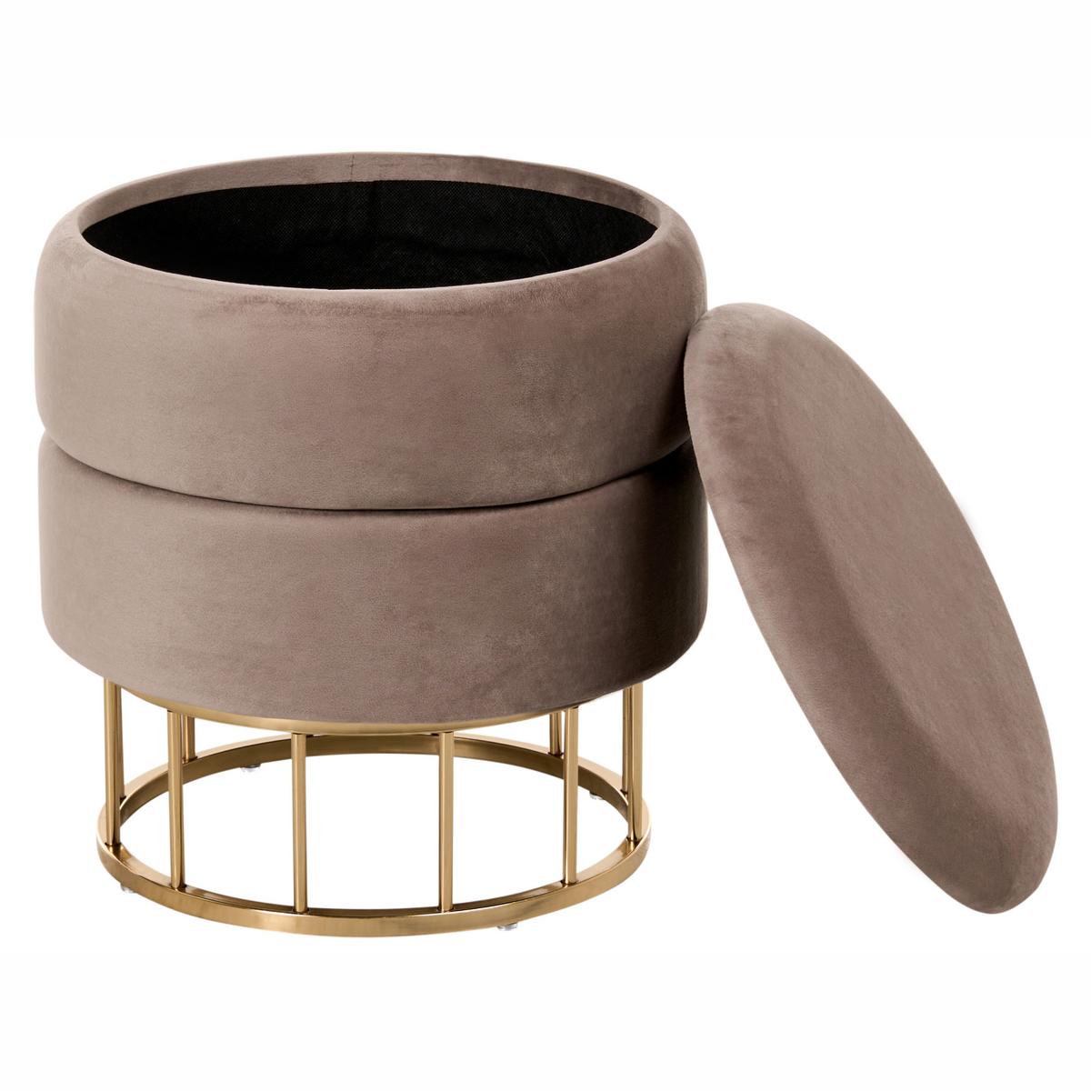 POUF Taupe Elgin - Taupe/Goldfarben, Textil (37/42/37cm) - Beliani