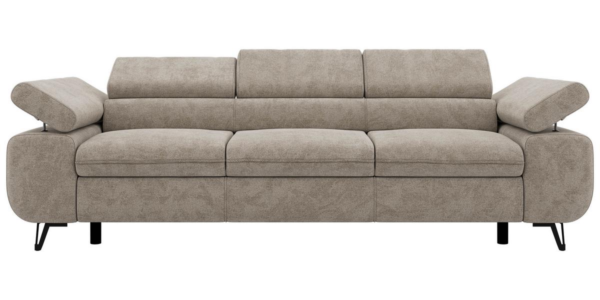 3-SITZER SOFA PETER - Greige Stukture - Greige/Schwarz, Textil/Metall (262/76/99cm) - MKS
