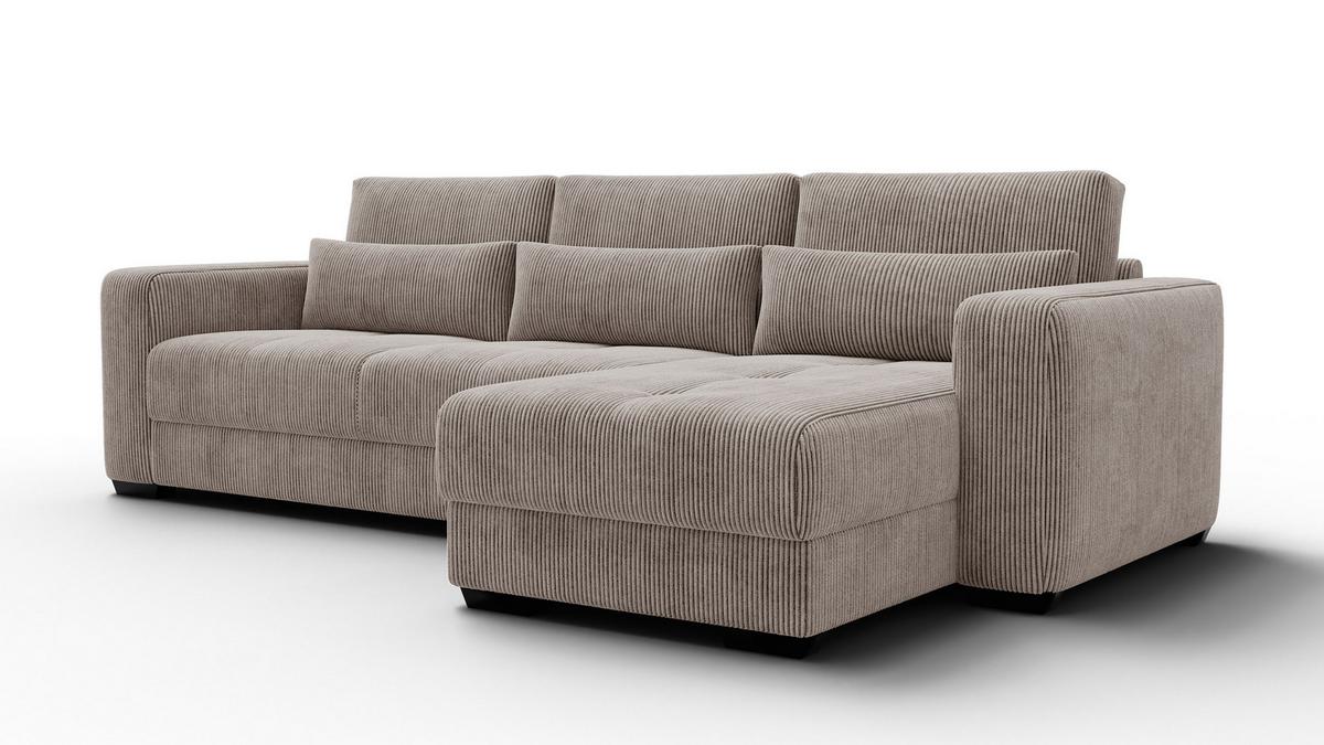 ECKSOFA OLI 4-Sitzer rechts, taupe - Taupe, Holz/Textil (295/172cm) - Wozimo