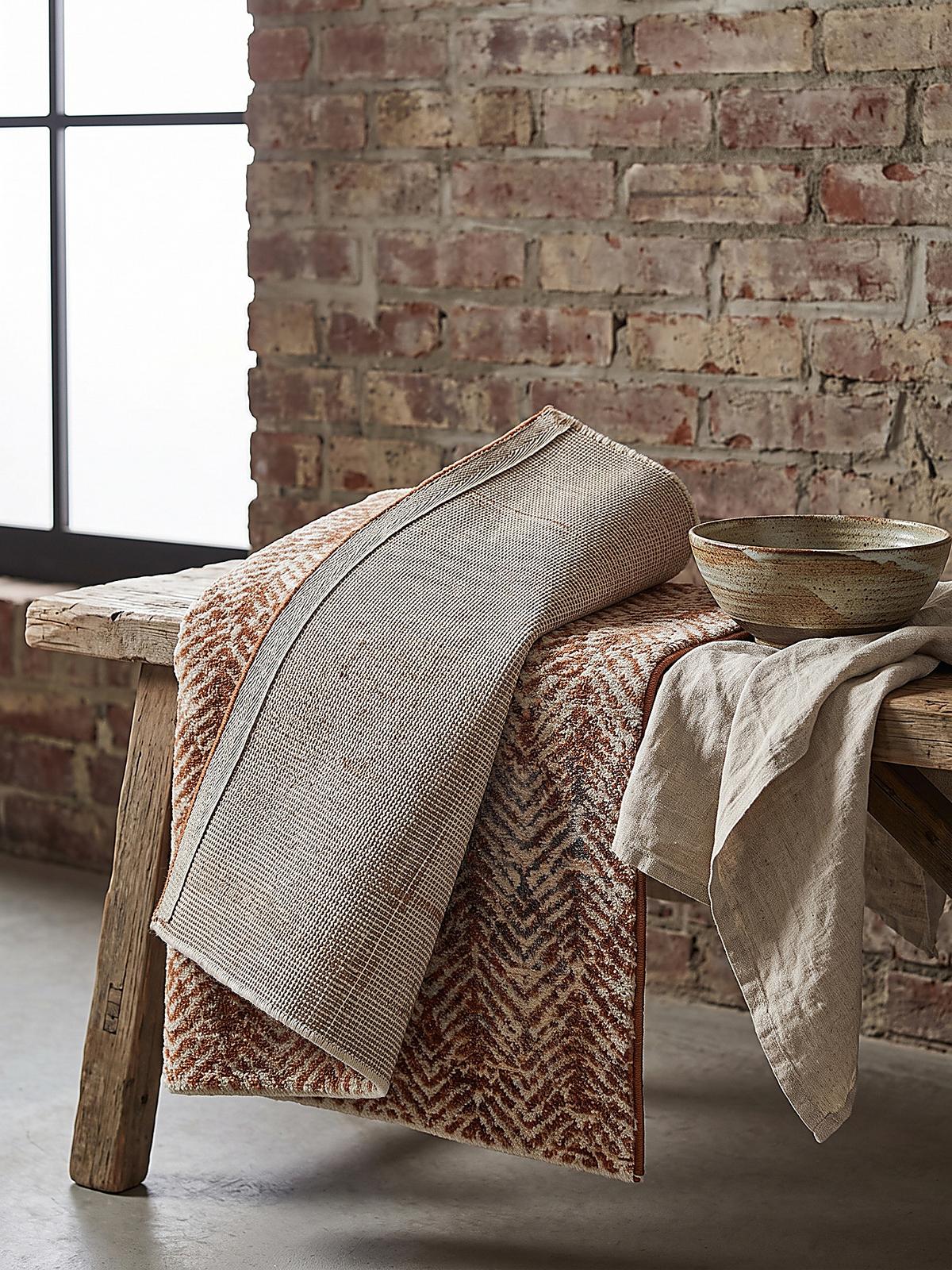 KURZFLORTEPPICH CROAL, Chevron, Natur-Terrakotta, 120 x 160 cm - Beige, Textil (120/160cm) - KADIMA DESIGN