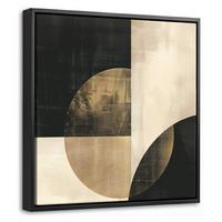 LEINWAND Bilder mit Rahmen - Abstrakt - Geometrische Formen - Schwarz - Gold - 20x20 - Ecru, Textil (20/20cm) - MuchoWow