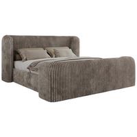POLSTERBETT EMORA CLASSIC DUO 140/200 - Hellbraun Cord - Multipocket-Matratze - Hellbraun, Textil (140/200cm) - MKS