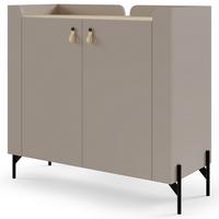 KOMMODE Sorella mit 2 Türen, 100 cm, für Jugendzimmer, Porcini + Eiche Mavelie - Eichefarben/Cappuccino, Leder/Holzwerkstoff (100/95/42cm) - Beautysofa