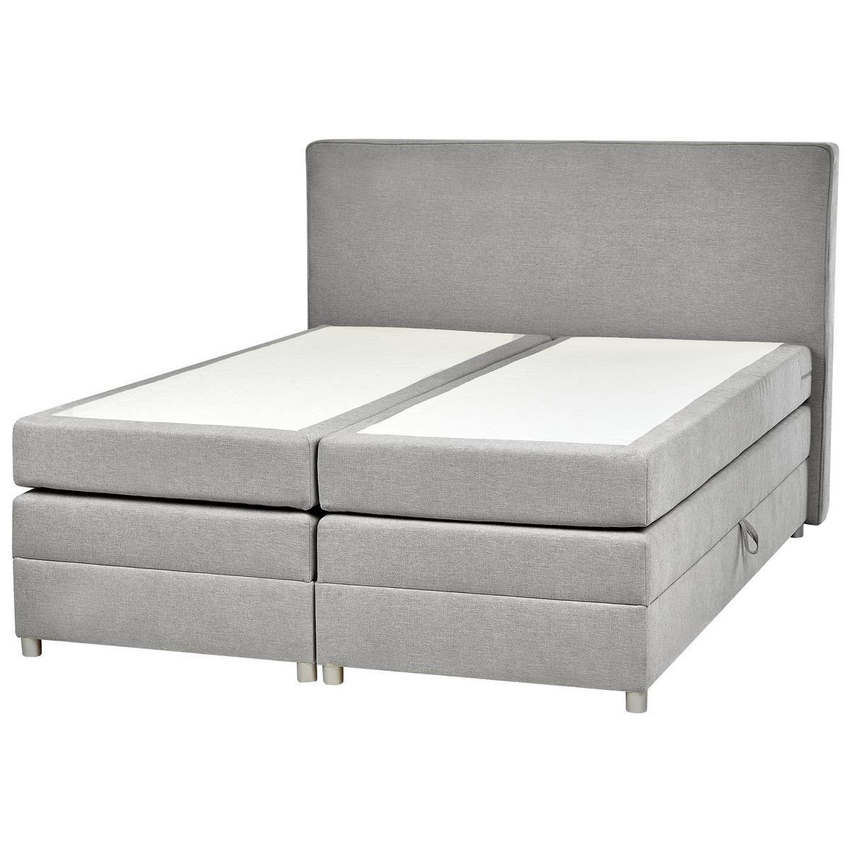 BOXSPRINGBETT 160/200cm Hellgrau Minister - Hellgrau, Textil (160/200cm) - Beliani