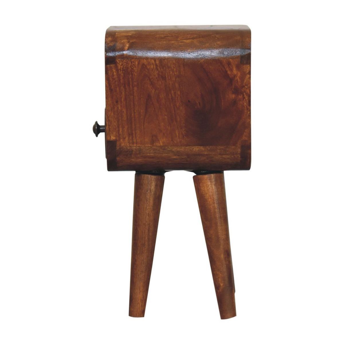 NACHTTISCH Extra Mini Curve mit Offenem Slot, 1 Schublade, Braun - Messingfarben/Braun, Mangoholz/Holz (20/40/20cm) - Artisan Furniture