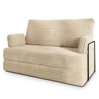 BETTSOFA LADIA aus Schaumstoff Kordstoff Creme Schlaffunktion - Creme, Textil (140/86/60cm) - MASSENO