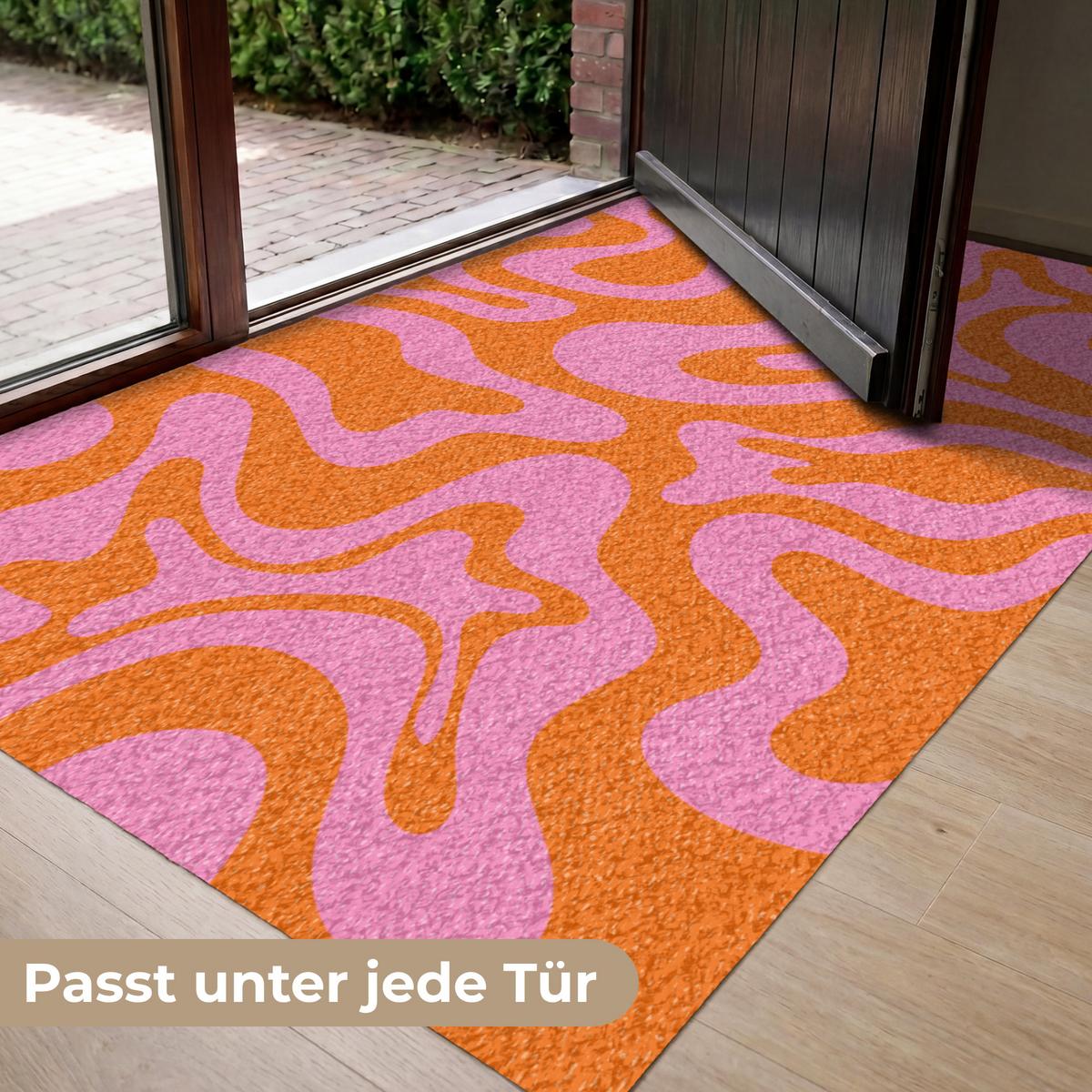 FUSSMATTE Muster - Rosa - Orange - Abstrakt - Modern Türmatte 150x90 cm - Pink, Kunststoff (150/0.4cm) - MuchoWow