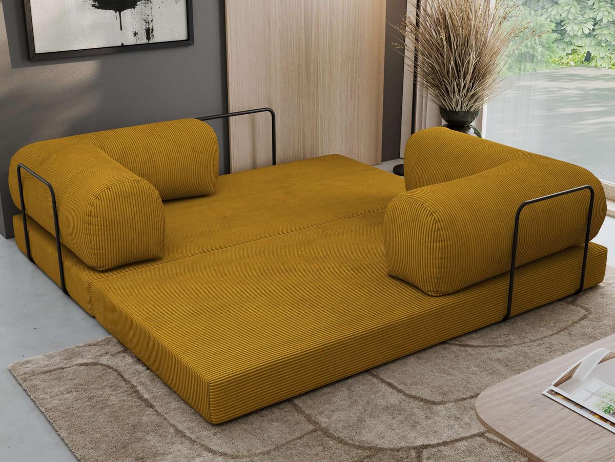 3-SITZER SOFA ORSETTO - Orange Cord - Schwarz/Orange, Textil/Metall (200/70/100cm) - MKS