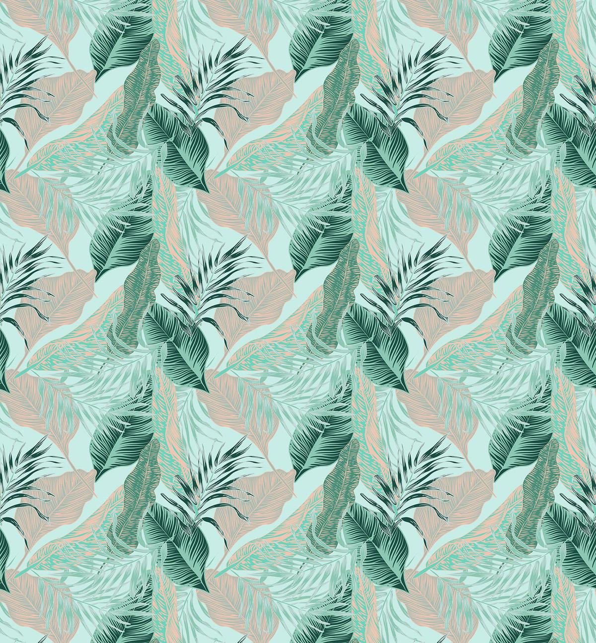VERDUNKELUNGSROLLO 130x140 cm Tropische Blätter - Blau, Textil (130/140cm) - TULUP