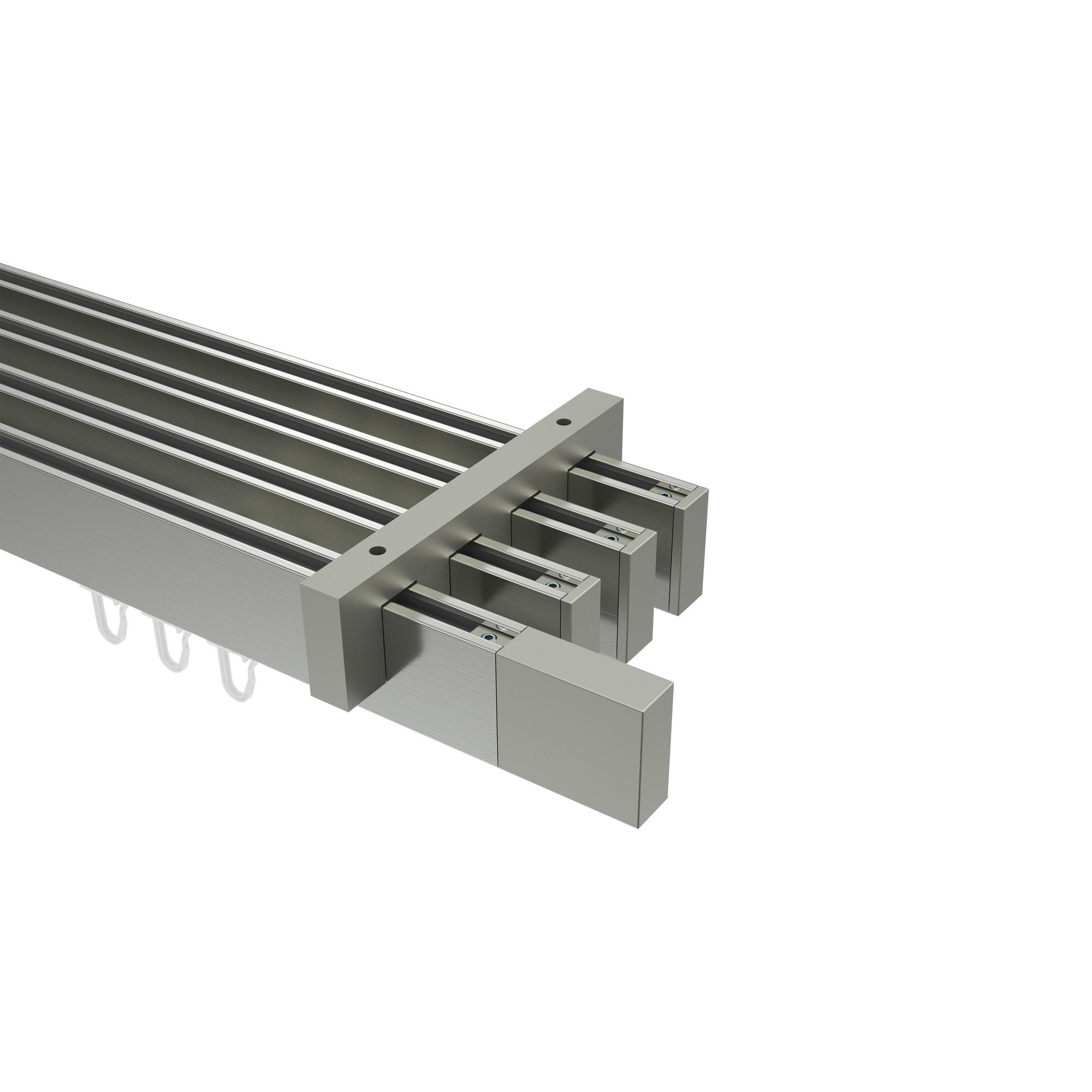 GARDINENSTANGE INNENLAUF Smartline Lox 300 cm (geteilt in 3 x 100 cm), 4-läufig, 14x35 mm Edelstahl-Optik - Edelstahlfarben, Metall (300cm) - INTERDECO