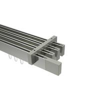 GARDINENSTANGE INNENLAUF Smartline Lox 300 cm (geteilt in 3 x 100 cm), 4-läufig, 14x35 mm Edelstahl-Optik - Edelstahlfarben, Metall (300cm) - INTERDECO
