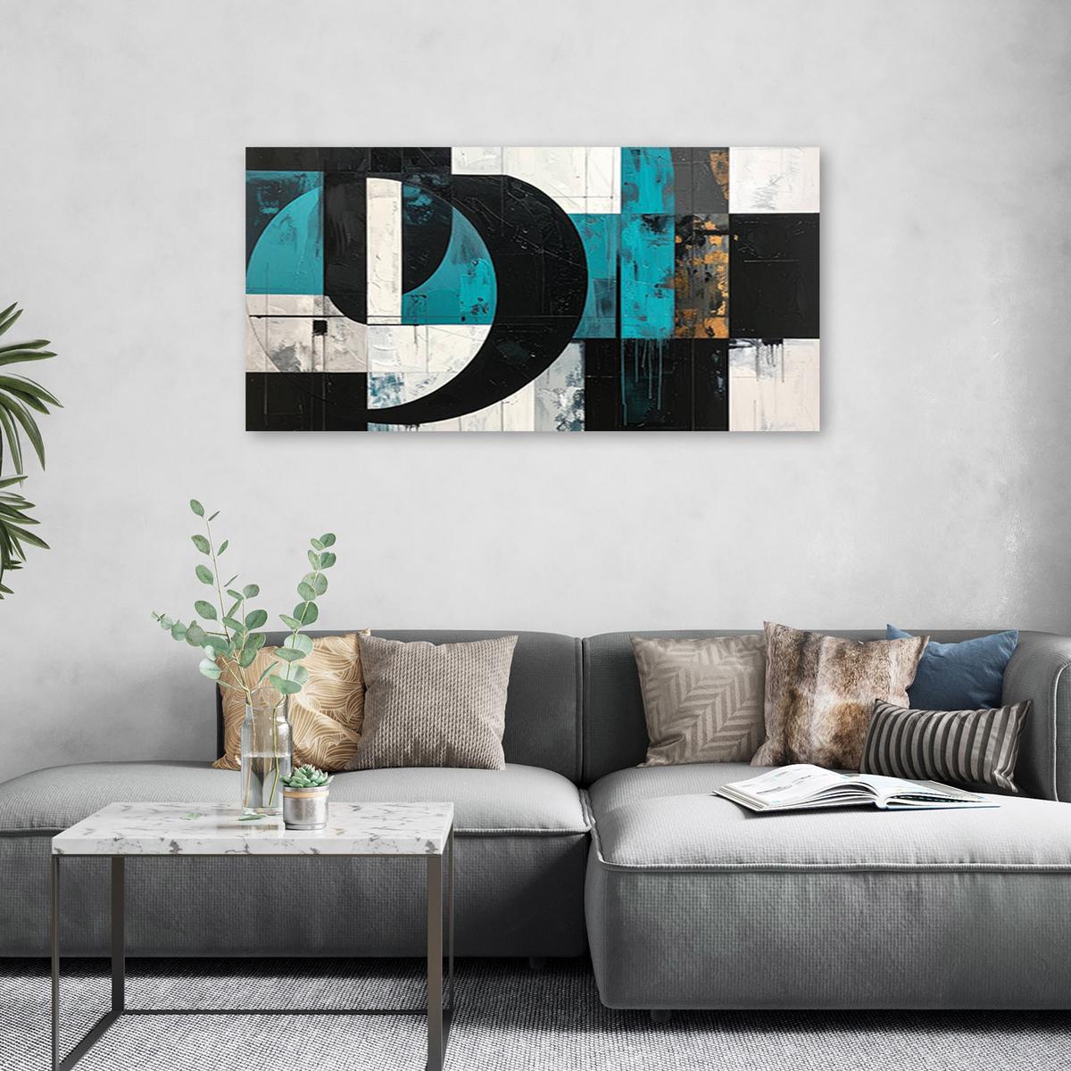 LEINWANDBILD 3D und geometrisch 120x60cm - Türkis, Textil (120/60cm) - Feeby