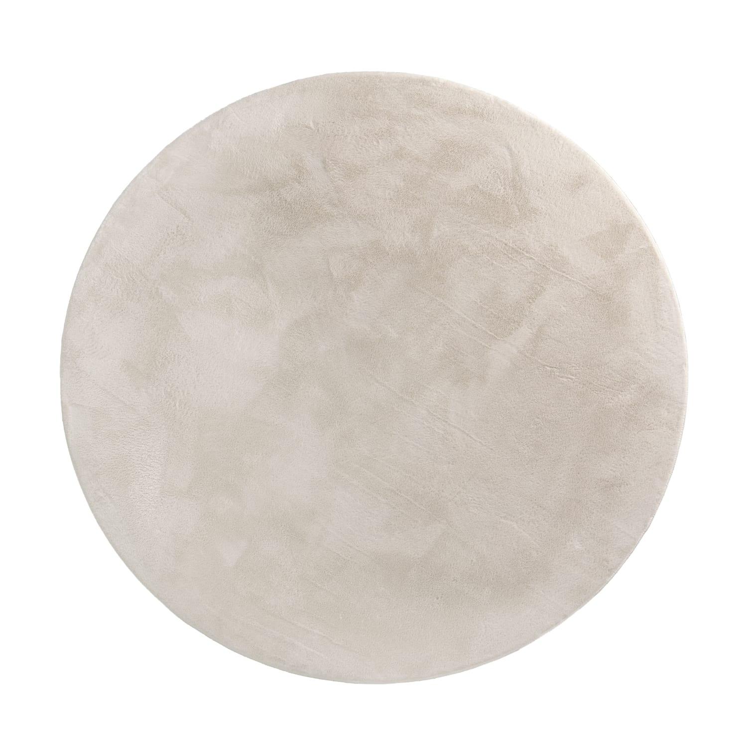 KURZFLORTEPPICH, einfarbig, aus Polyester, Creme, Ø 200 cm - Beige, Textil (200/200cm) - KADIMA DESIGN