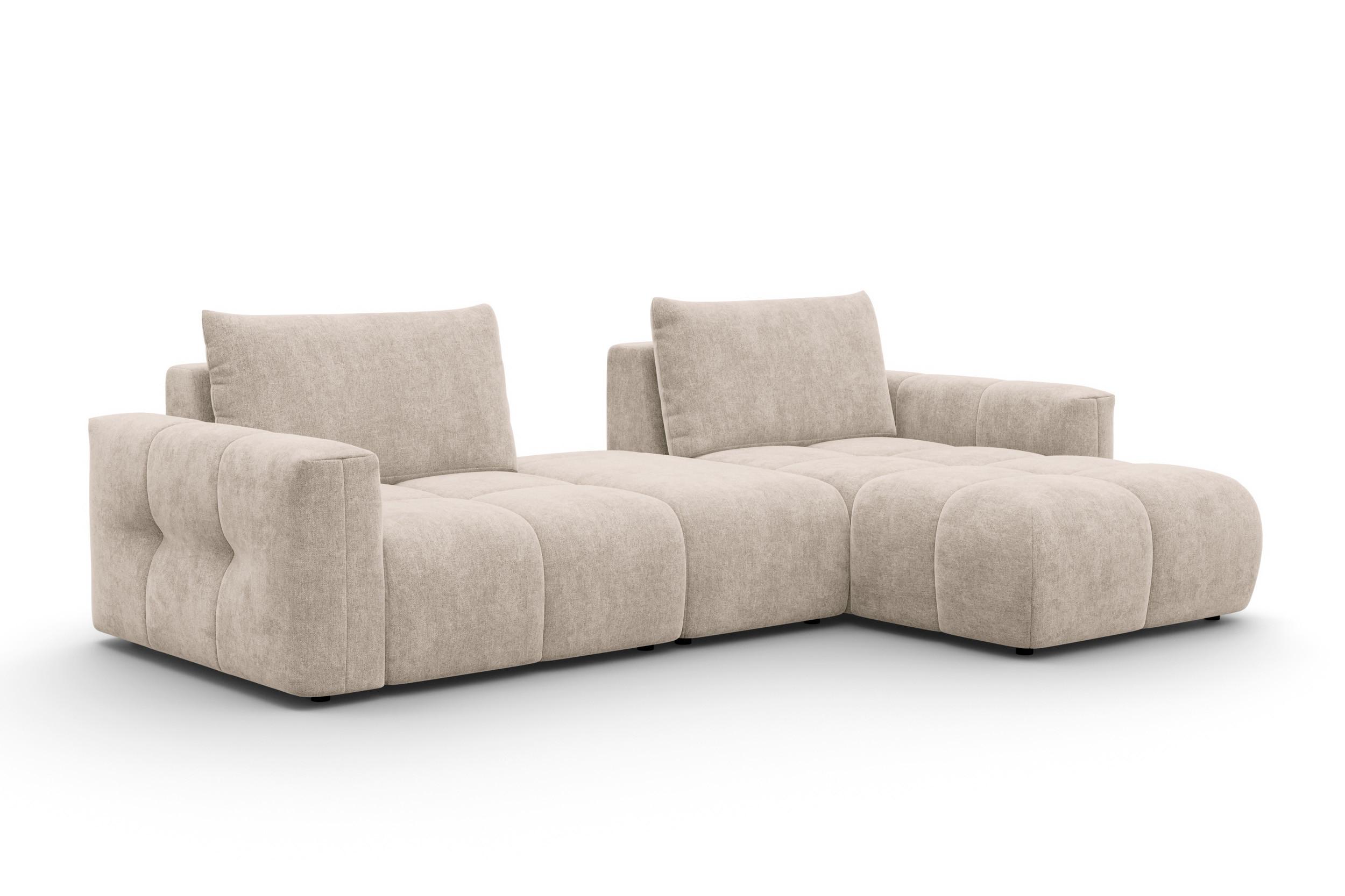 ECKSOFA VERONA 4-Sitzer RECHTS, Beige - Beige/Schwarz, Holz/Textil (282/173cm) - Courtois Laville