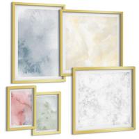 BILDER SET 5er Set - 50x50 cm & 20x30 cm & 40x60 cm Goldrahmen - Aquarellfarben in Pastellfarben - Goldfarben, Kunststoff (40/60cm) - TULUP